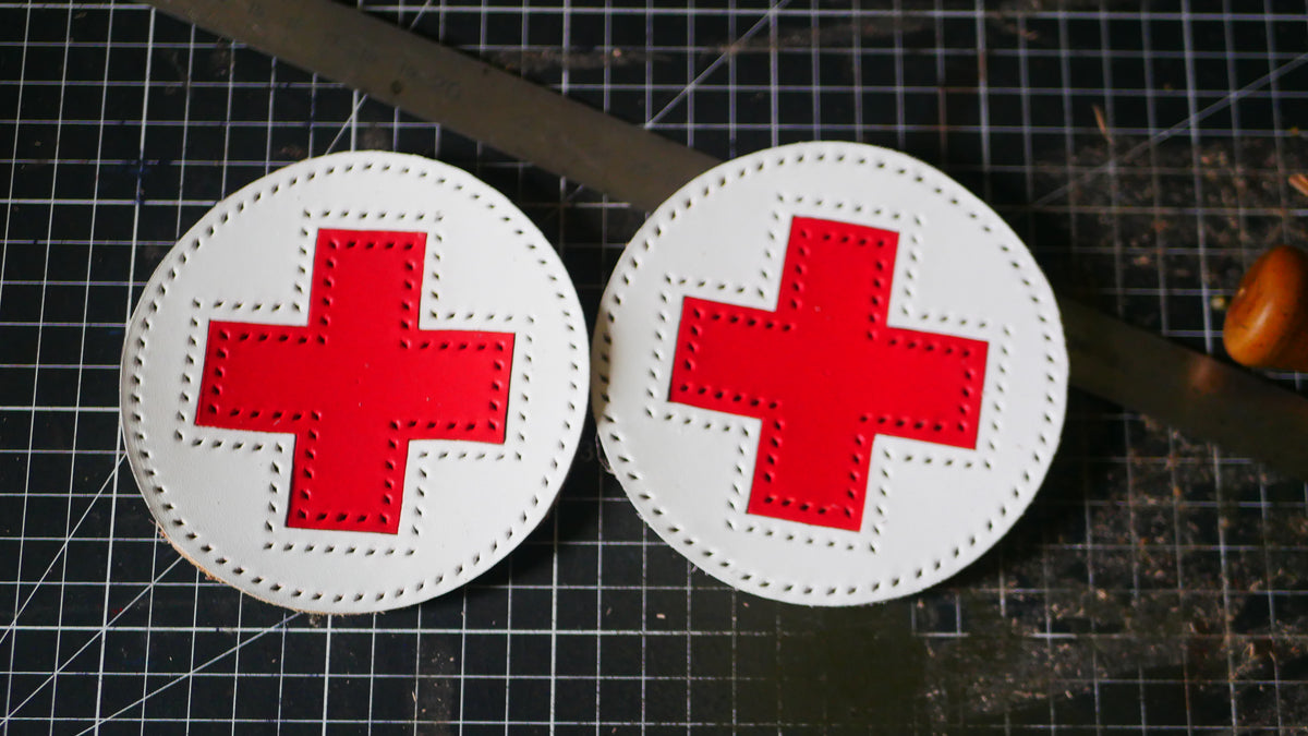 Reproduction leather patch for tornister